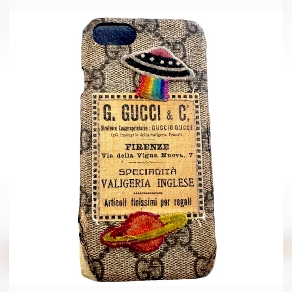 Gucci Unisex GG iPhone 7 Case - Brown with UFO - Picture 1 of 8